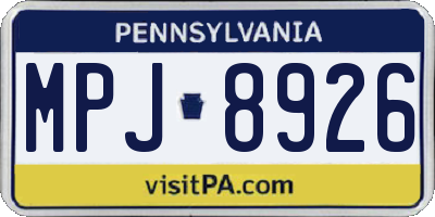 PA license plate MPJ8926