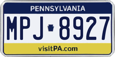 PA license plate MPJ8927