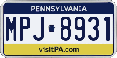 PA license plate MPJ8931