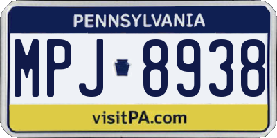 PA license plate MPJ8938