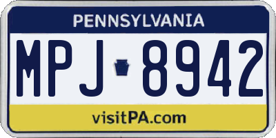 PA license plate MPJ8942