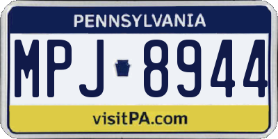 PA license plate MPJ8944