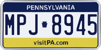 PA license plate MPJ8945