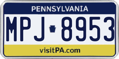 PA license plate MPJ8953