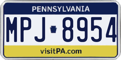 PA license plate MPJ8954