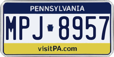 PA license plate MPJ8957
