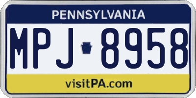 PA license plate MPJ8958