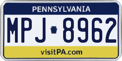 PA license plate MPJ8962