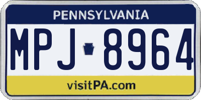 PA license plate MPJ8964