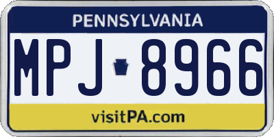 PA license plate MPJ8966