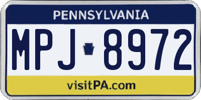 PA license plate MPJ8972