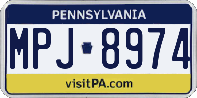 PA license plate MPJ8974