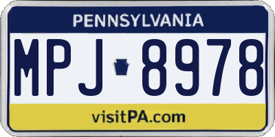 PA license plate MPJ8978