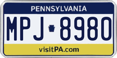 PA license plate MPJ8980