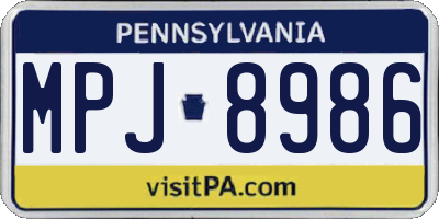 PA license plate MPJ8986