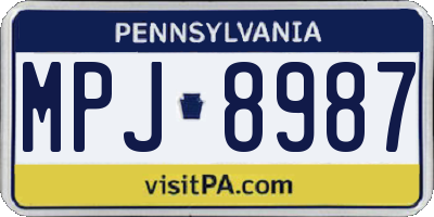 PA license plate MPJ8987