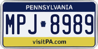 PA license plate MPJ8989