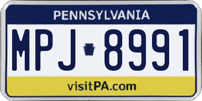 PA license plate MPJ8991