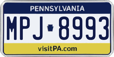 PA license plate MPJ8993