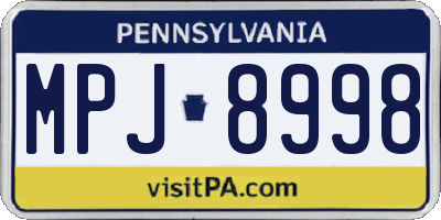 PA license plate MPJ8998