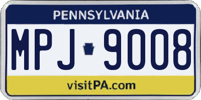 PA license plate MPJ9008