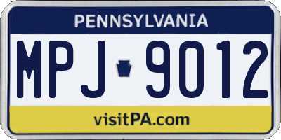 PA license plate MPJ9012