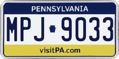 PA license plate MPJ9033