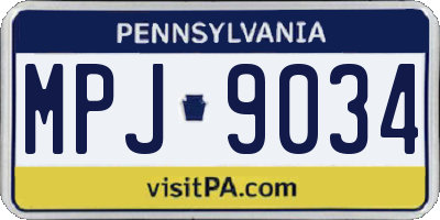 PA license plate MPJ9034