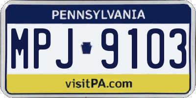 PA license plate MPJ9103