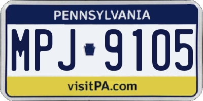 PA license plate MPJ9105