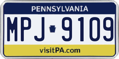PA license plate MPJ9109