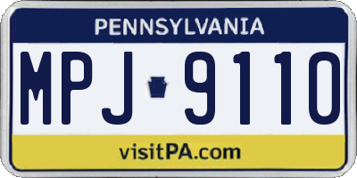PA license plate MPJ9110