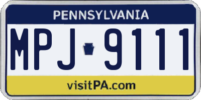 PA license plate MPJ9111