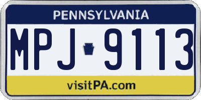 PA license plate MPJ9113