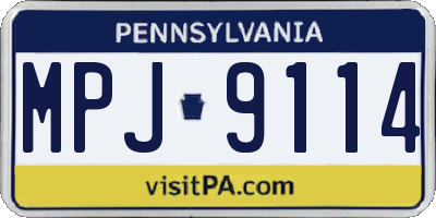 PA license plate MPJ9114