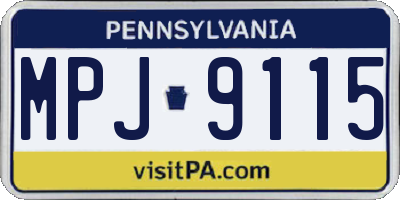 PA license plate MPJ9115