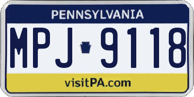 PA license plate MPJ9118