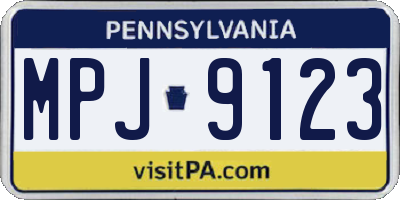 PA license plate MPJ9123