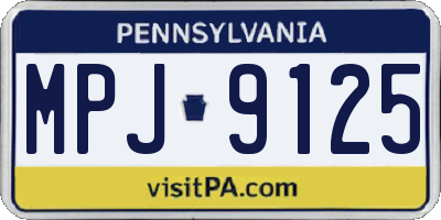 PA license plate MPJ9125