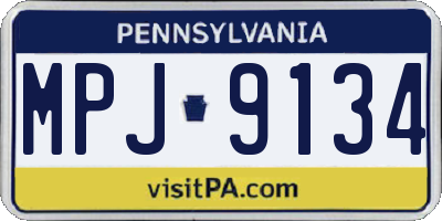 PA license plate MPJ9134