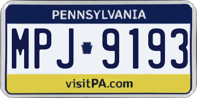PA license plate MPJ9193