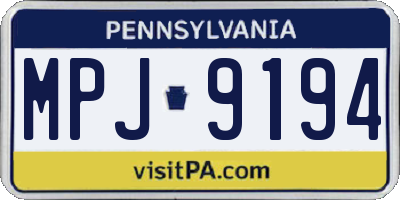 PA license plate MPJ9194