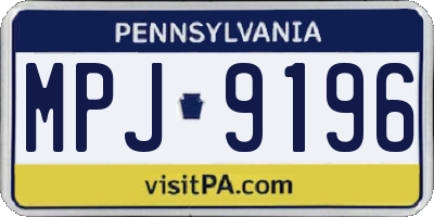 PA license plate MPJ9196