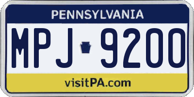 PA license plate MPJ9200