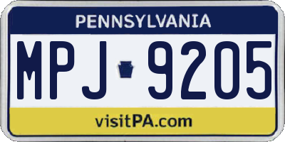 PA license plate MPJ9205