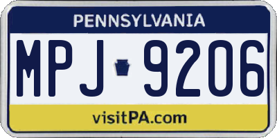 PA license plate MPJ9206