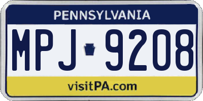 PA license plate MPJ9208