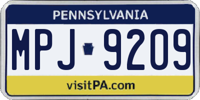 PA license plate MPJ9209