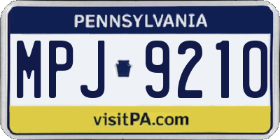 PA license plate MPJ9210