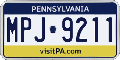 PA license plate MPJ9211